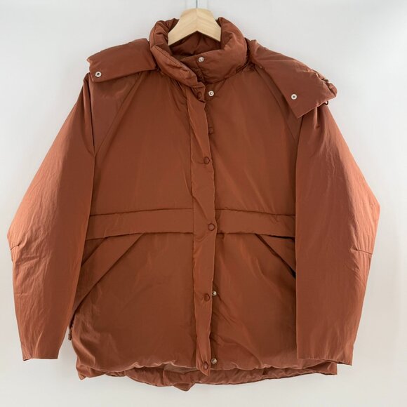 Moussy Puffer Jacket Detachable Hood Insulated Terracotta Free/ One Size - Picture 1 of 15
